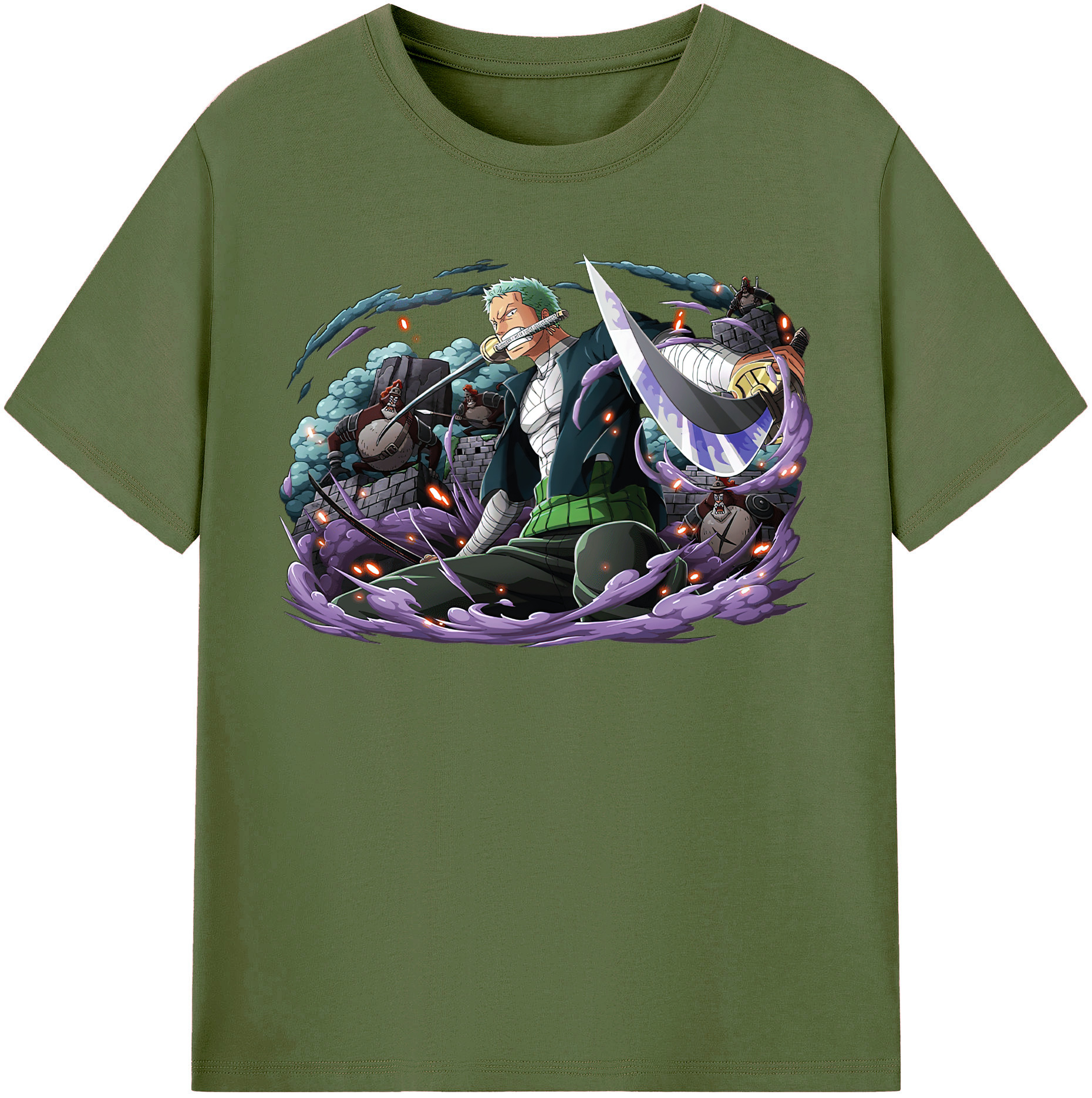 ワンピース ロロノア・ゾロ ONE PIECE Roronoa Zoro 綿100％半袖Tシャツ（フロントプリント）